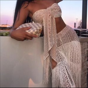 White Fringe Two Piece Set